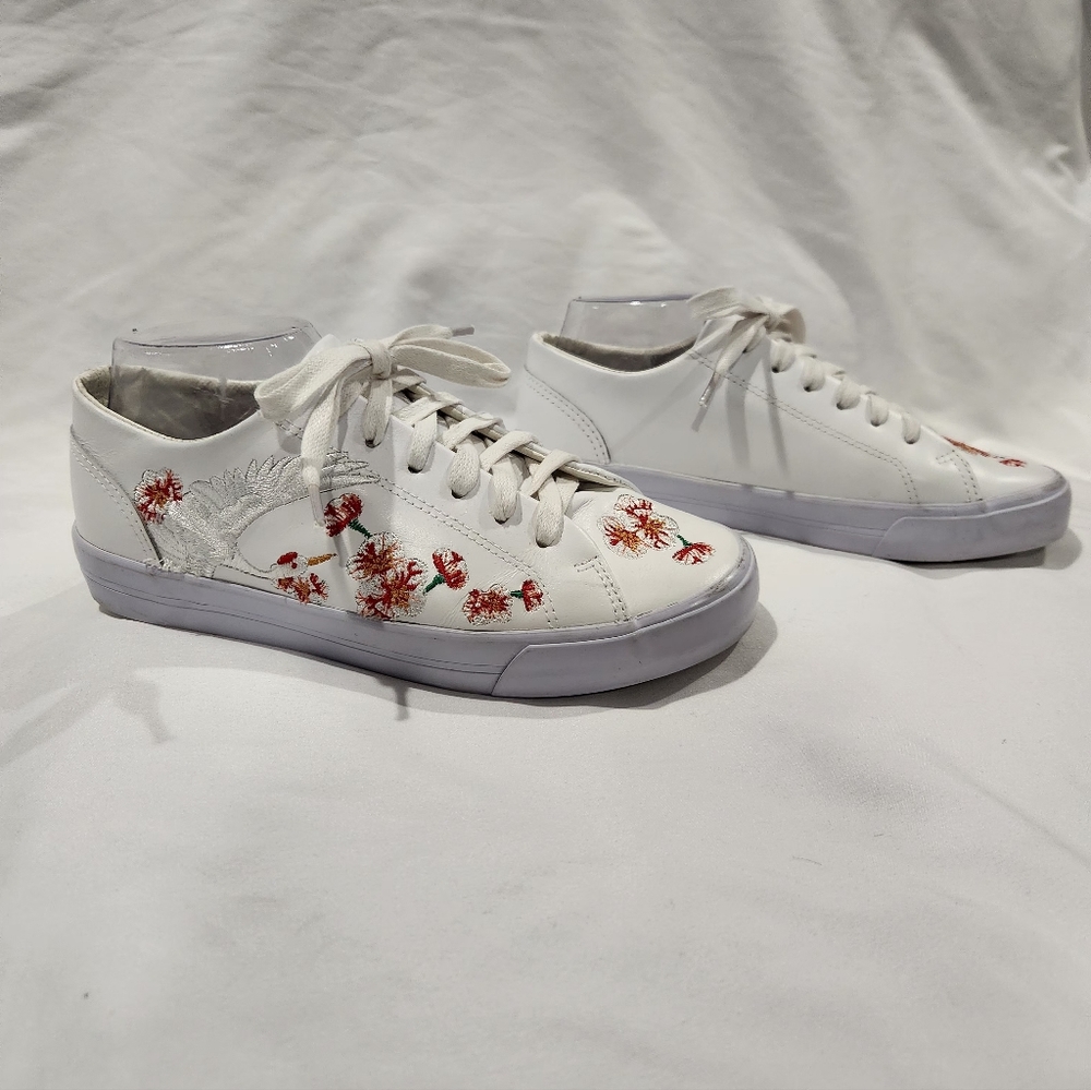 Topshop White Casual Embroidered Sneakers Size 8.5 - Picture 3 of 9